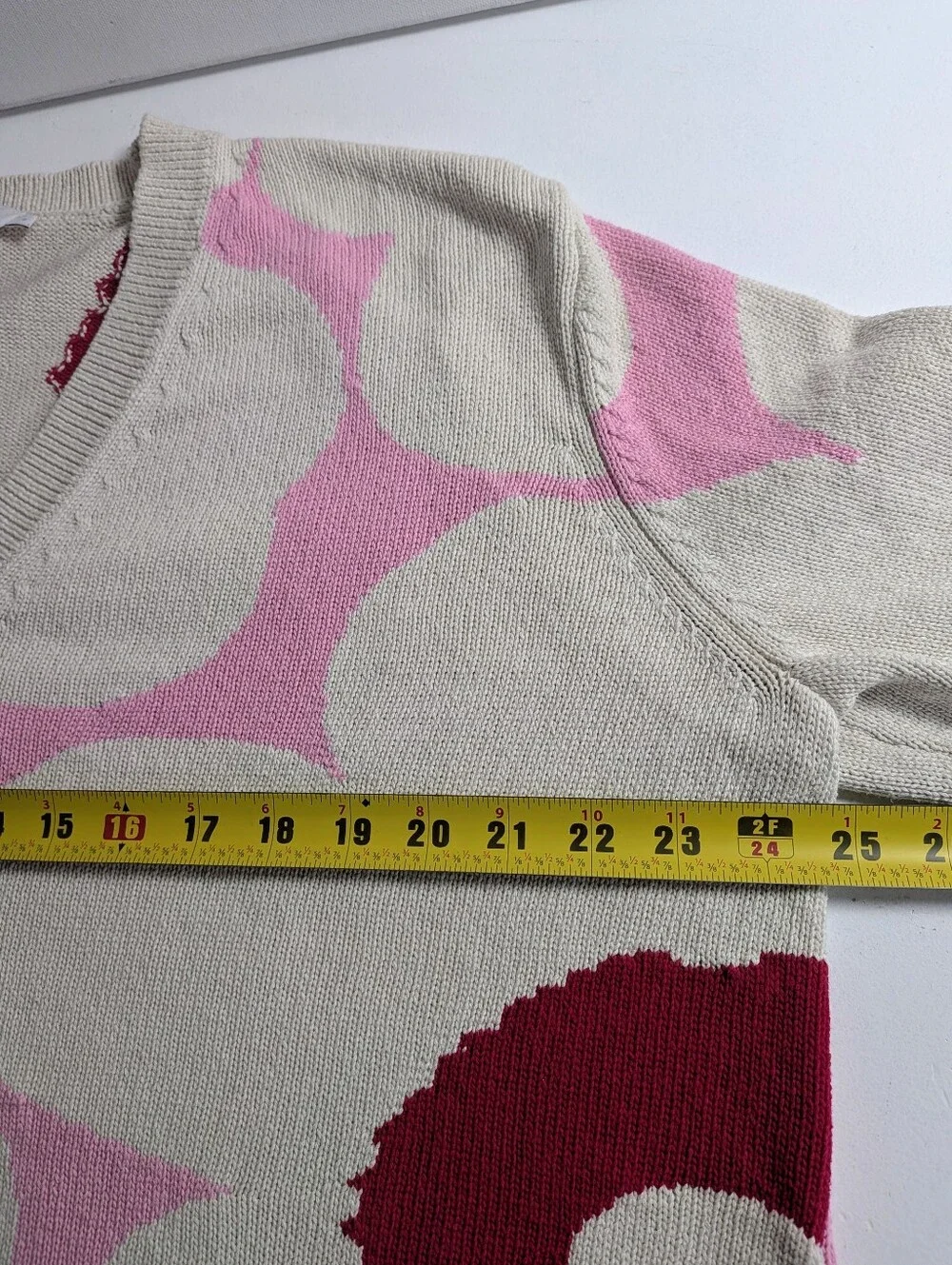 Marimekko Päivä Unikko Pullover Sweater, 100 % Cotton, Relaxed Fit Sz L/XL EUC